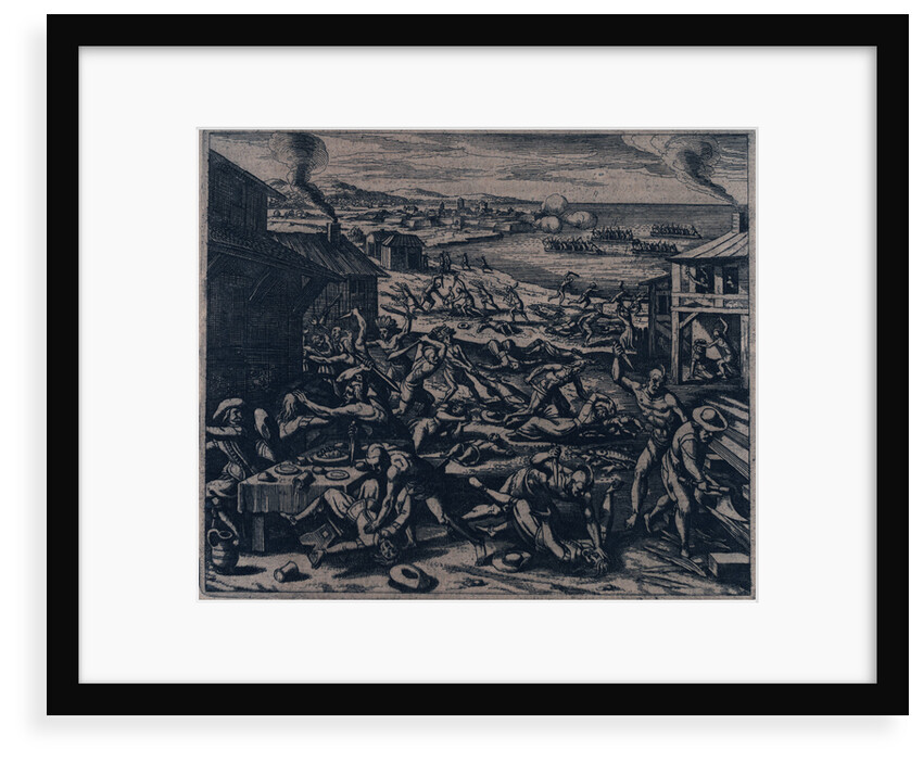 Indians slaughtering the English near Jamestown by Gottfried