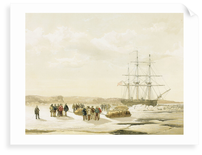 Sledge party leaving HMS 'Investigator' in Mercy Bay, under command of Lieutenant Gurney Cresswell, 15 April 1853 by S. Gurney Cresswell