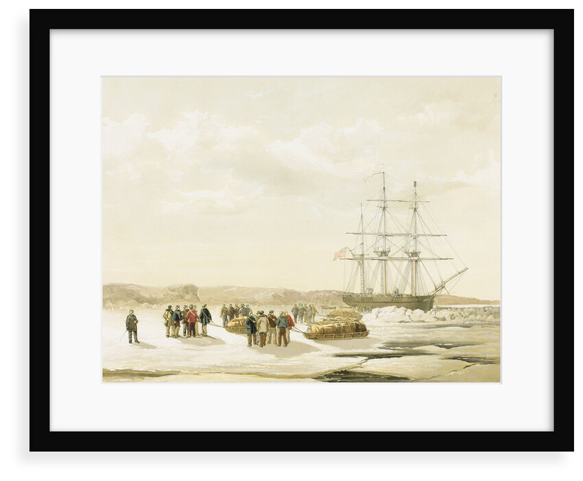 Sledge party leaving HMS 'Investigator' in Mercy Bay, under command of Lieutenant Gurney Cresswell, 15 April 1853 by S. Gurney Cresswell