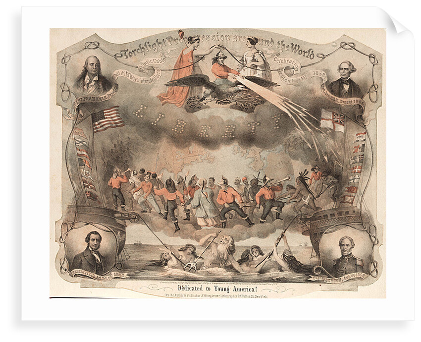 Torchlight Procession around the World. Dedicated to Young America! Atlantic Cable celebration by A. Weingartner