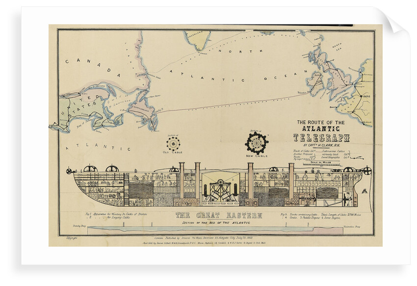 The route of the Atlantic Telegraph, The 'Great Eastern' Section of the bed of the Atlantic by H. Clark