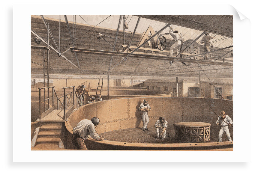 Coiling the cable in the large tanks at the works at Greenwich by R.M. Dudley