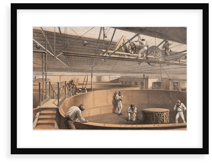 Coiling the cable in the large tanks at the works at Greenwich by R.M. Dudley