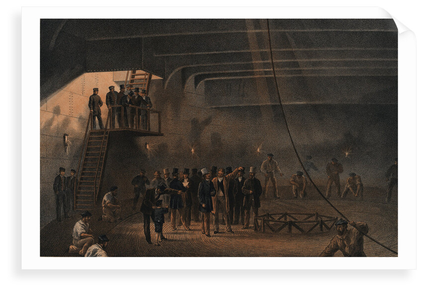 Coiling the cable in after tank on board the 'Great Eastern' at Sheerness - visit of HRH the Prince of Wales, 24 May 1865 by R. Dudley