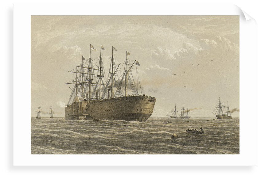 The 'Great Eastern' under weight July 23rd (escort and other ships introduced being the Terrible, the Sphinx the Hawk & the Caroline) by R. Dudley