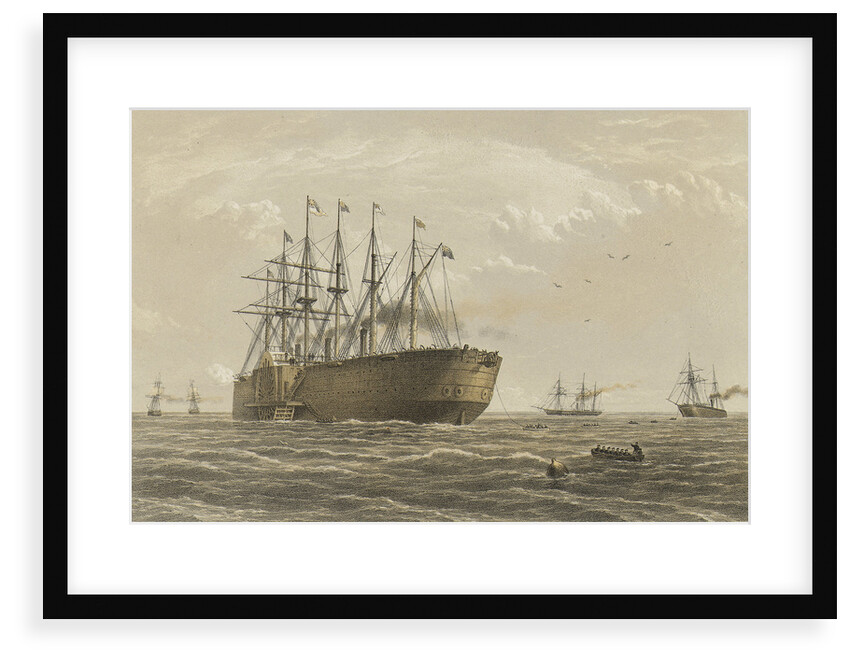 The 'Great Eastern' under weight July 23rd (escort and other ships introduced being the Terrible, the Sphinx the Hawk & the Caroline) by R. Dudley