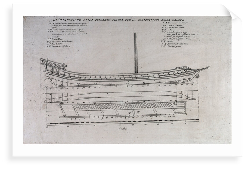 Ship plan for a galleon by unknown