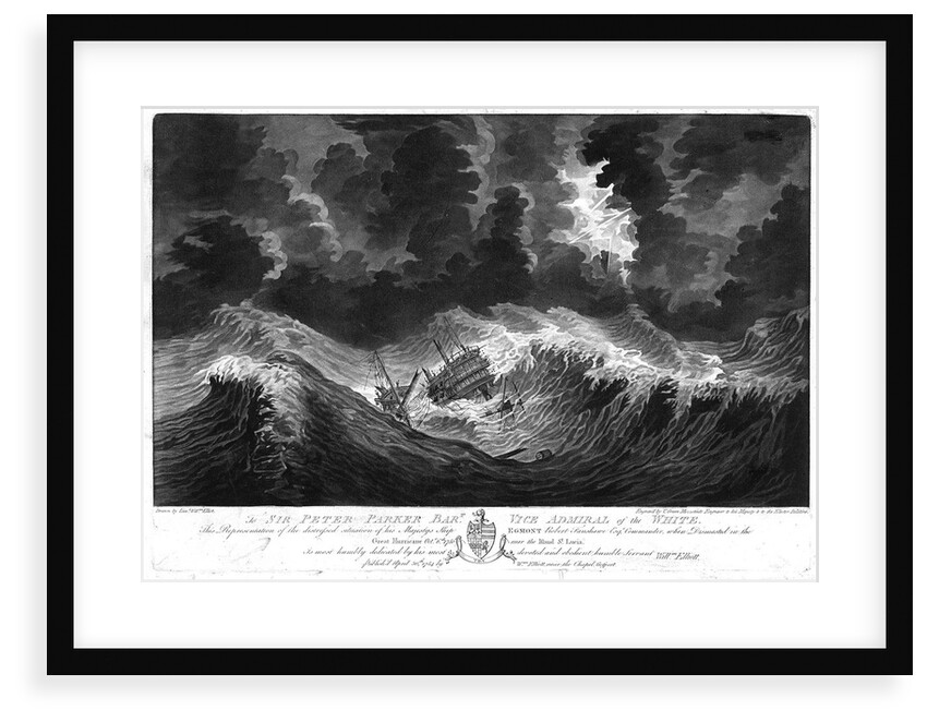 To Sir Peter Parker... This Representation of the distressed situation of his Majesty's Ship 'Egmont'... when dismasted in the Great Hurricane, Oct 6th, 1780 near the Island St Lucia... by... William Elliott by William Elliott