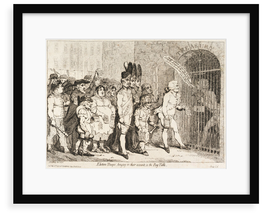 Election - Troops, bringing in their accounts to the Pay-Table (sailors voting for Lord Hood) by James Gillray