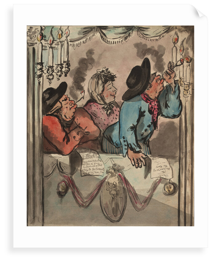 Three figures in a box at the theatre by George M. Woodward