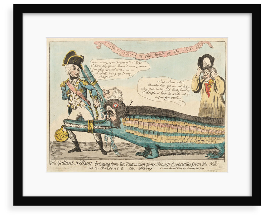The Gallant Nelson bringing home two Uncommon fierce French Crocodiles from the Nile as a Present to the King by Isaac Cruikshank