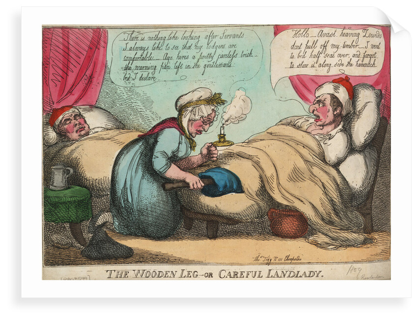The Wooden Leg - or Careful Landlady by Thomas Rowlandson