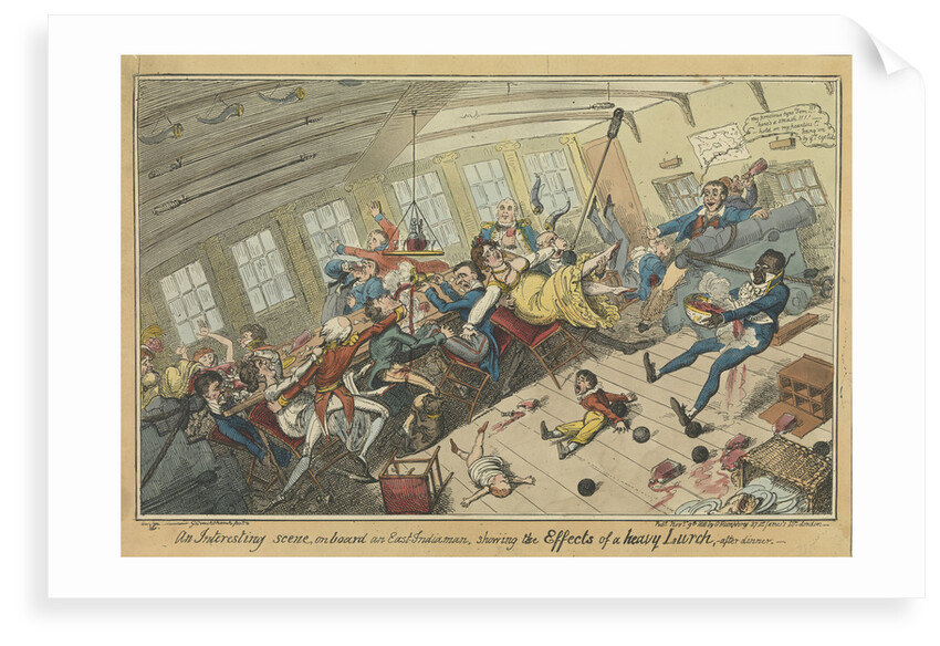 An Interesting scene on board an East Indiaman, showing the Effects of a heavy Lurch, after dinner by George Cruikshank