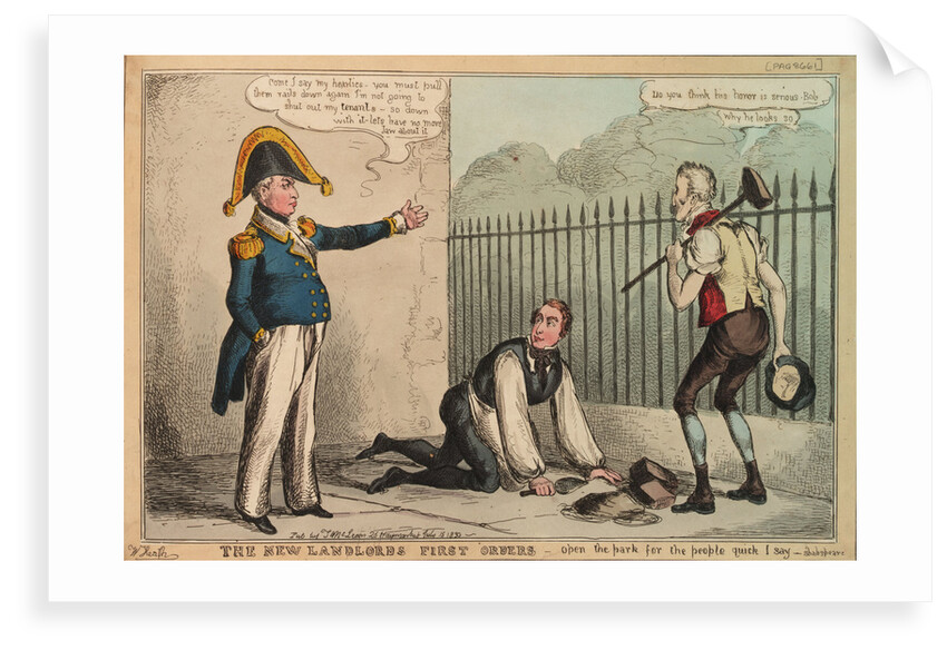 The New Landlords First Orders - open the park for the people quick I say - Shakespeare by William Heath
