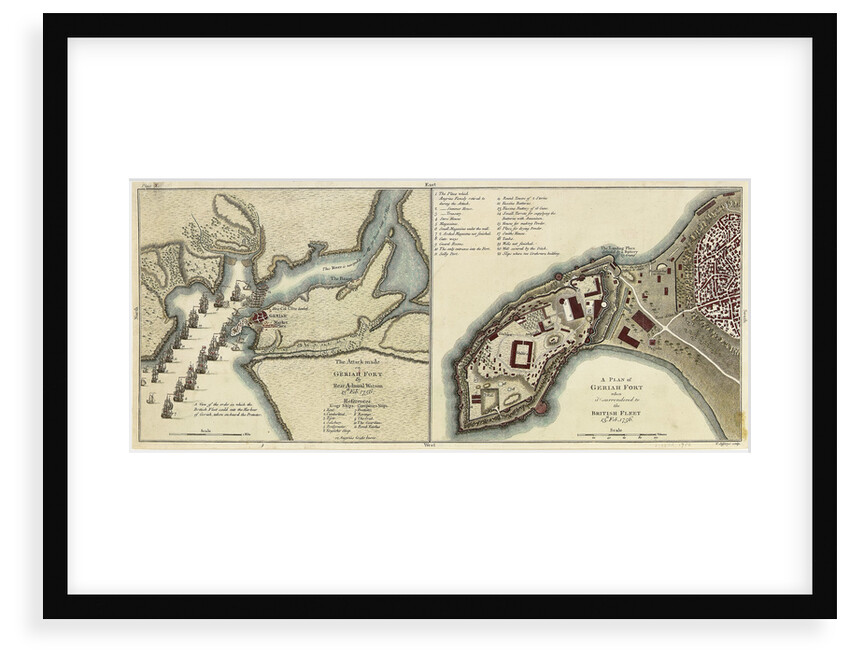 Plan of the attack made on Geriah Fort by Rear Admiral Watson, 13 February 1756 by T. Jefferys