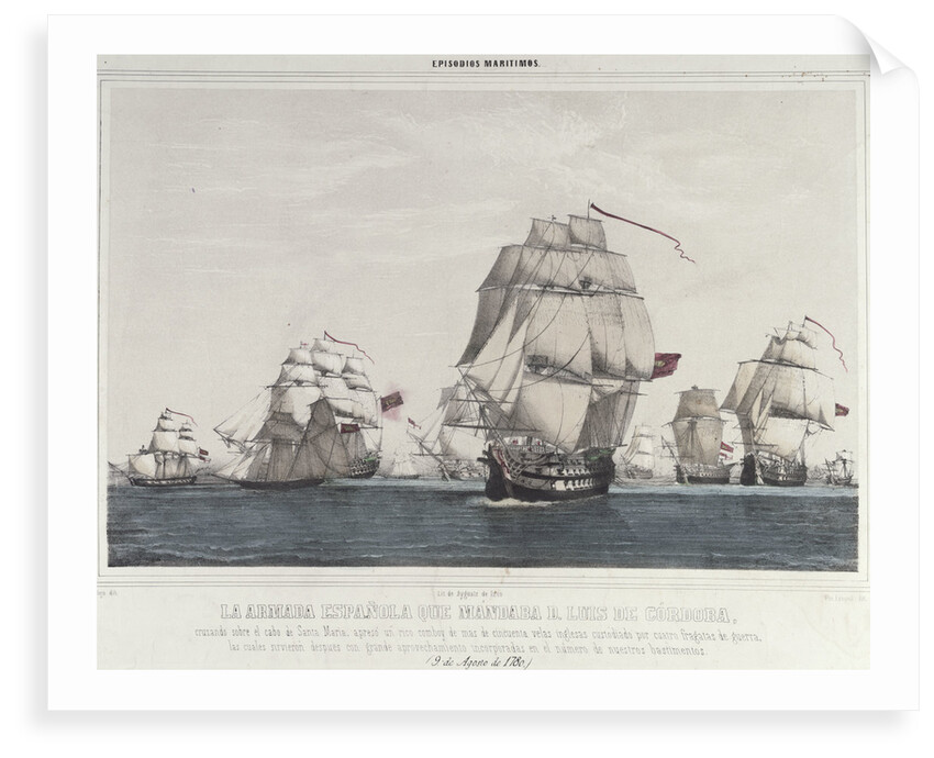 British convoy of 63 ships and all but 8 ships captured by Spanish and French under Cordova. St Vincent, 9th August 1780 by Vallejo