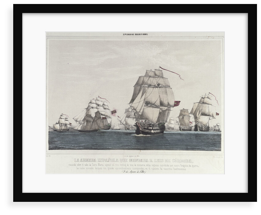 British convoy of 63 ships and all but 8 ships captured by Spanish and French under Cordova. St Vincent, 9th August 1780 by Vallejo