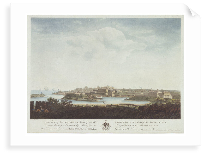 This view of La Valletta, taken from the Gargur Battery during the siege in 1800 by J. Weir