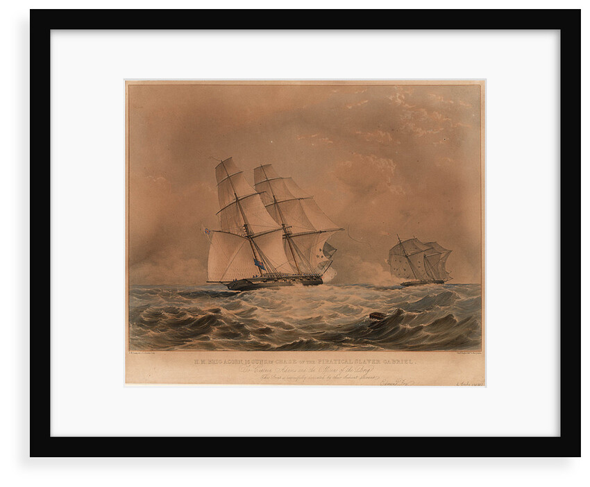 HM Brig 'Acorn', 16 guns, in chase of the piratical slaver 'Gabriel' by Nicholas Matthew Condy