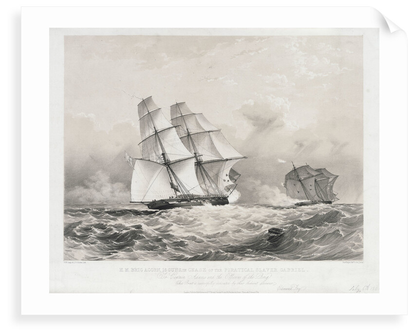 HM Brig 'Acorn', 16 guns, in chase of the piratical slaver 'Gabriel' by Nicolas Matthew Condy