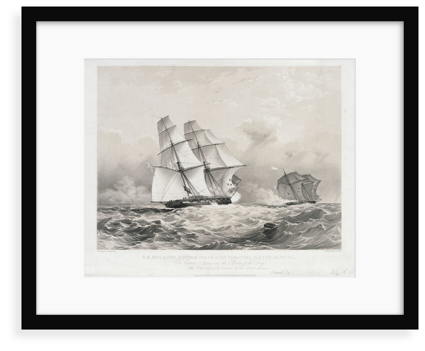 HM Brig 'Acorn', 16 guns, in chase of the piratical slaver 'Gabriel' by Nicolas Matthew Condy