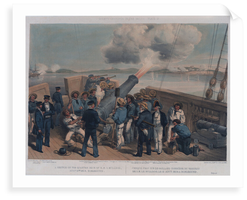 Dolby's Sketches in the Baltic. A sketch on the quarter deck of HMS 'Bulldog', Bomarsund, 15 August 1854 by Edwin Thomas Dolby