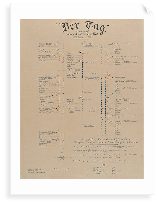 Diagram of the surrender of German fleet, 21 November 1918 by Samuel A. Brooks