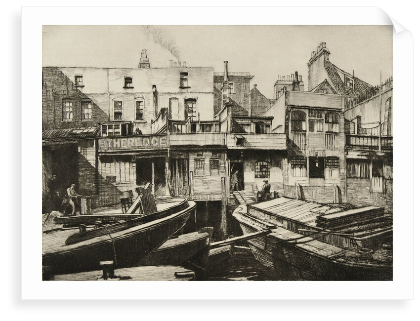 Repairing Lighters Lyme house [Limehouse], 1937 by Norman Janes