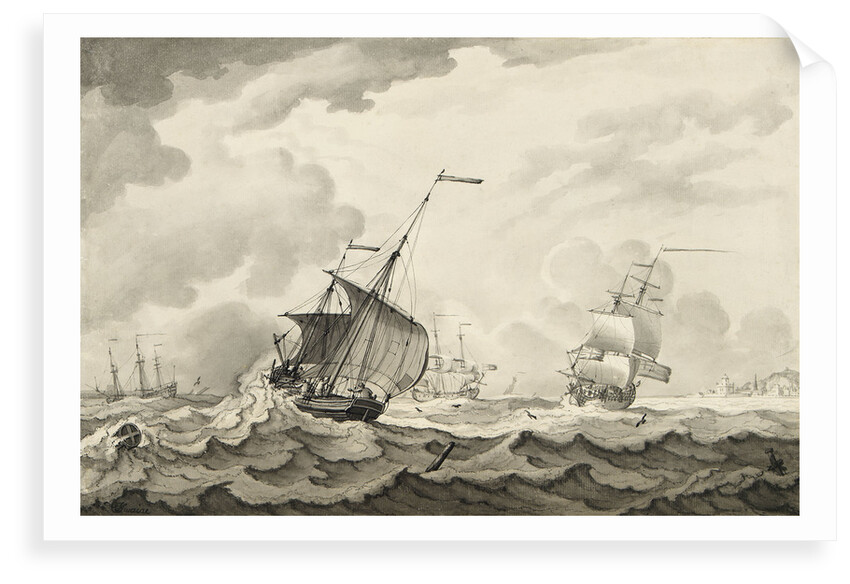 A lugger close-hauled in a strong breeze by Francis Swaine
