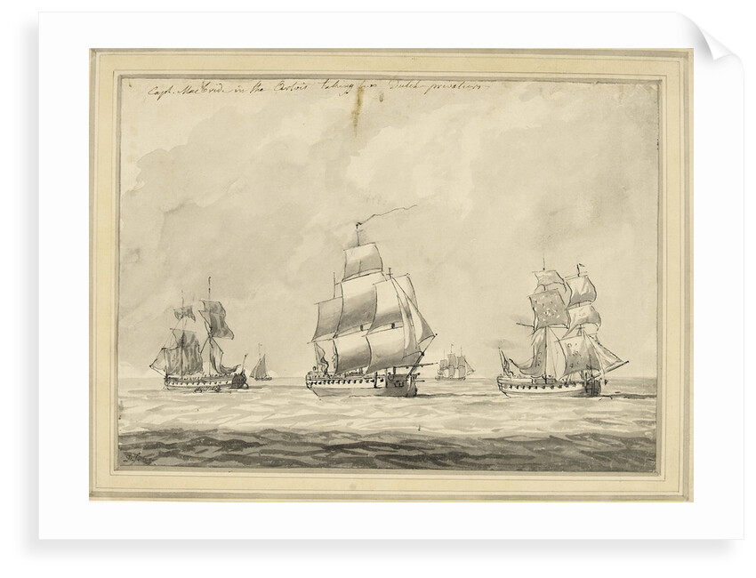 Captain MacBride in the 'Artois' taking two Dutch privateers by Dominic Serres the Elder