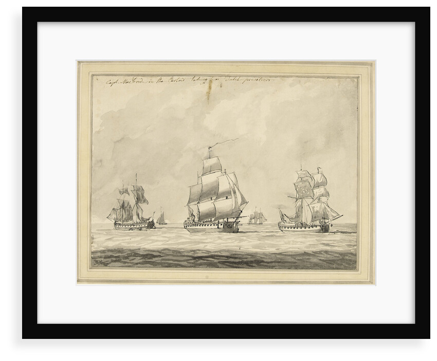 Captain MacBride in the 'Artois' taking two Dutch privateers by Dominic Serres the Elder