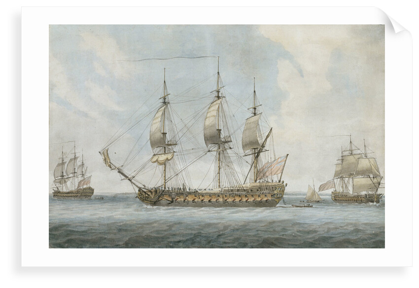 74-gun ship in the Solent by Dominic Serres the Elder