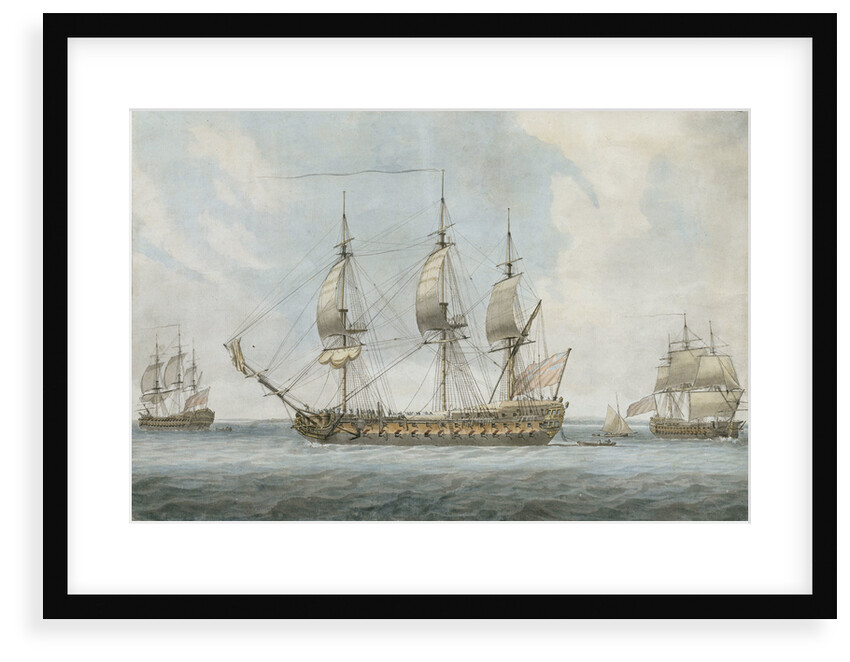 74-gun ship in the Solent by Dominic Serres the Elder