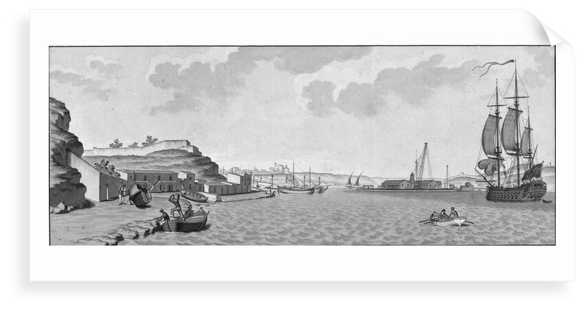 Mahon and the arsenal (with Spanish man-of-war on right) by unknown