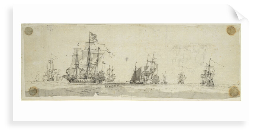 Dutch men of war and other vessels at sea by Willem van de Velde the Elder