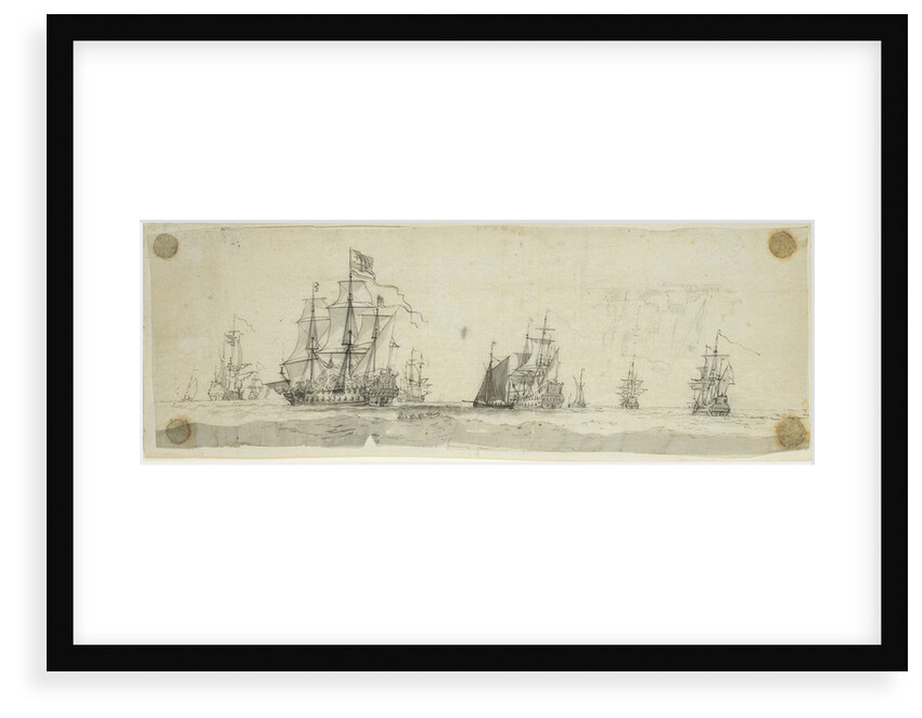 Dutch men of war and other vessels at sea by Willem van de Velde the Elder