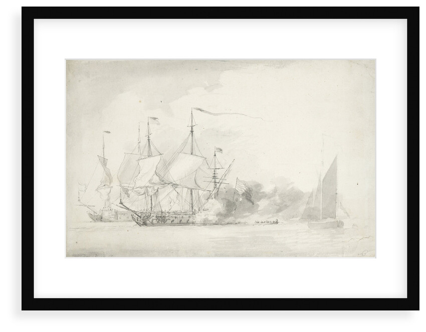 Dutch men of war firing a salute? by Willem van de Velde the Elder