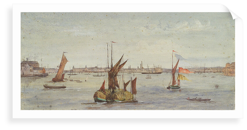 The Thames below Greenwich with hay barge and other shipping by Emily Frances Phipps Hornby
