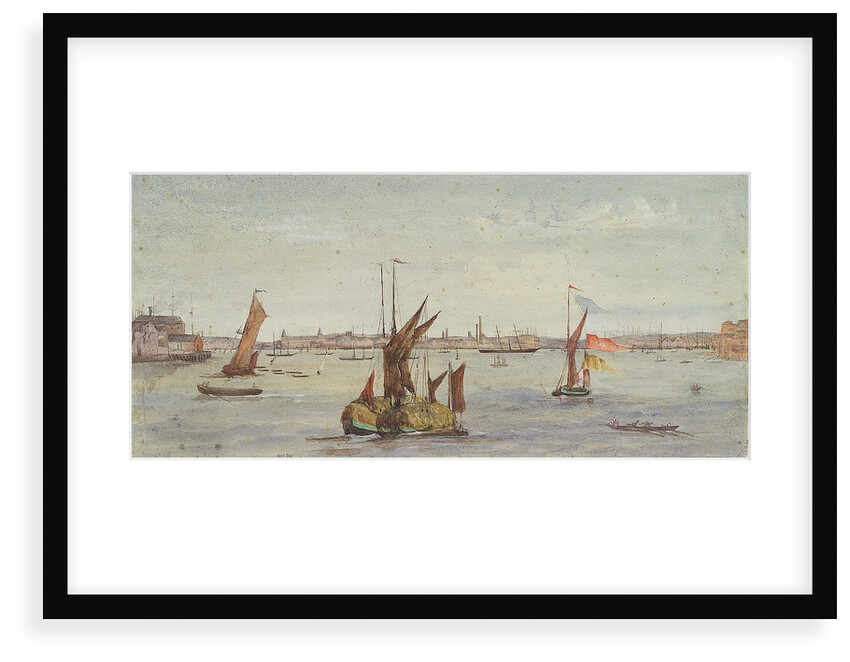 The Thames below Greenwich with hay barge and other shipping by Emily Frances Phipps Hornby