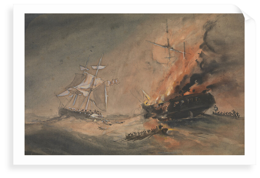 The 'Minnie Shiffer' rescuing 600 lives from the 'Connaught' in the Atlantic, 8 October 1860 by Oswald Walter Brierly