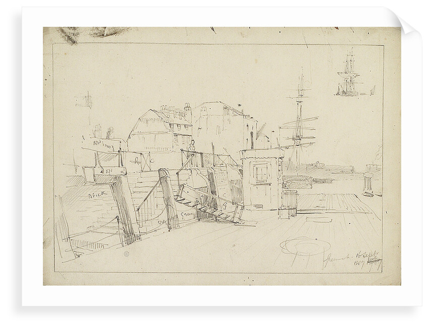 Sketch of Greenwich Pier by Thomas Bush Hardy