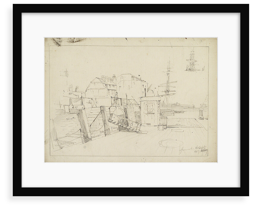Sketch of Greenwich Pier by Thomas Bush Hardy