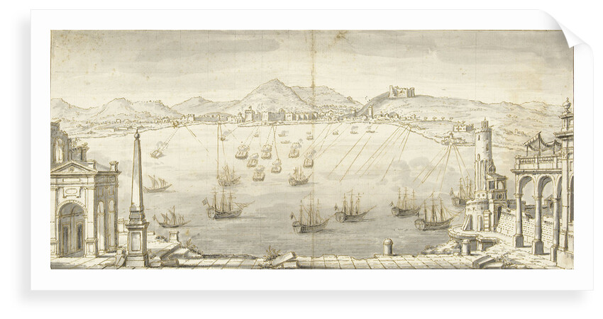 Mediterranean fortified city showing arcs of fire of defending batteries by Unknown