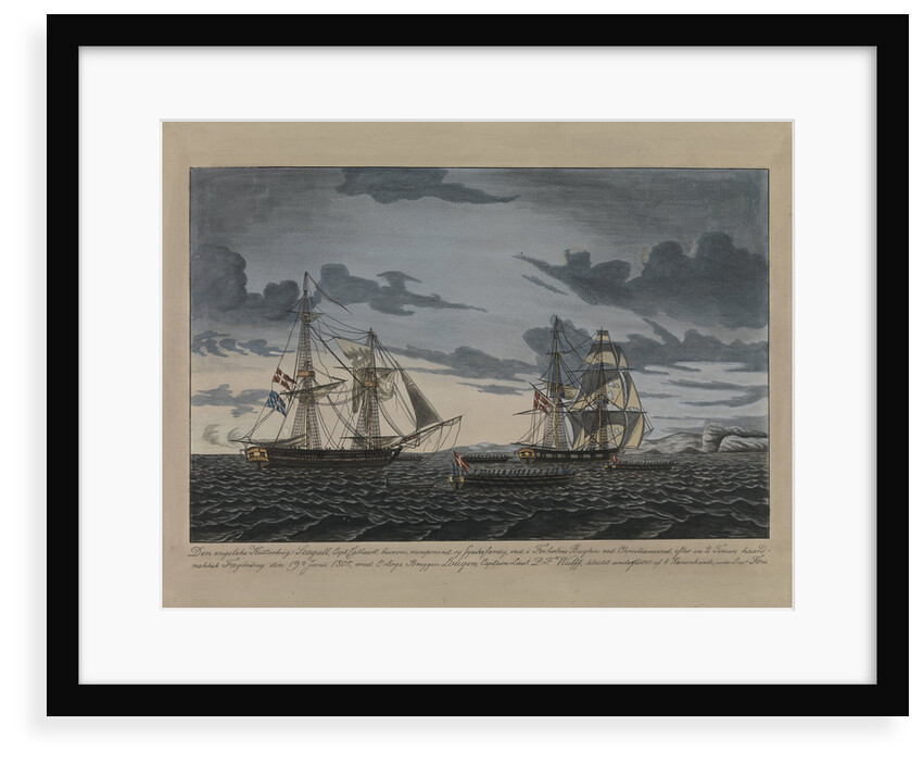 Den engelske Kutterbrig: 'Seagull', Captain Cathcart... den 19 July 1808, med Orlogs Briggen Lougen.... by N Truslev