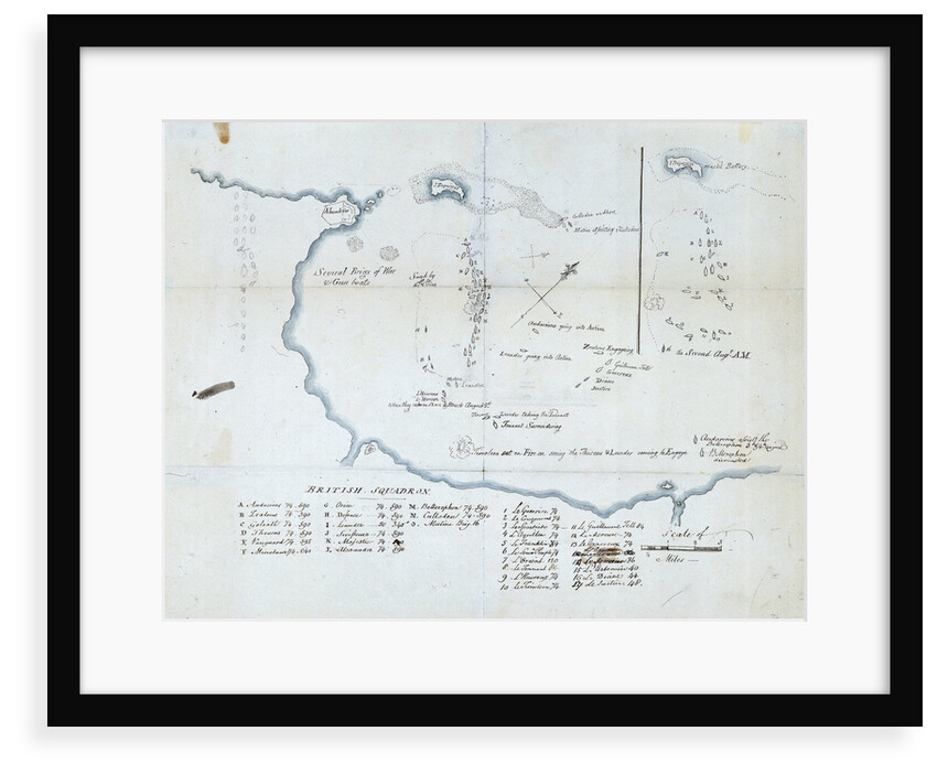 The Battle of the Nile, 1 August 1798. Chart of Aboukir Bay and of the action by Nicholas Pocock