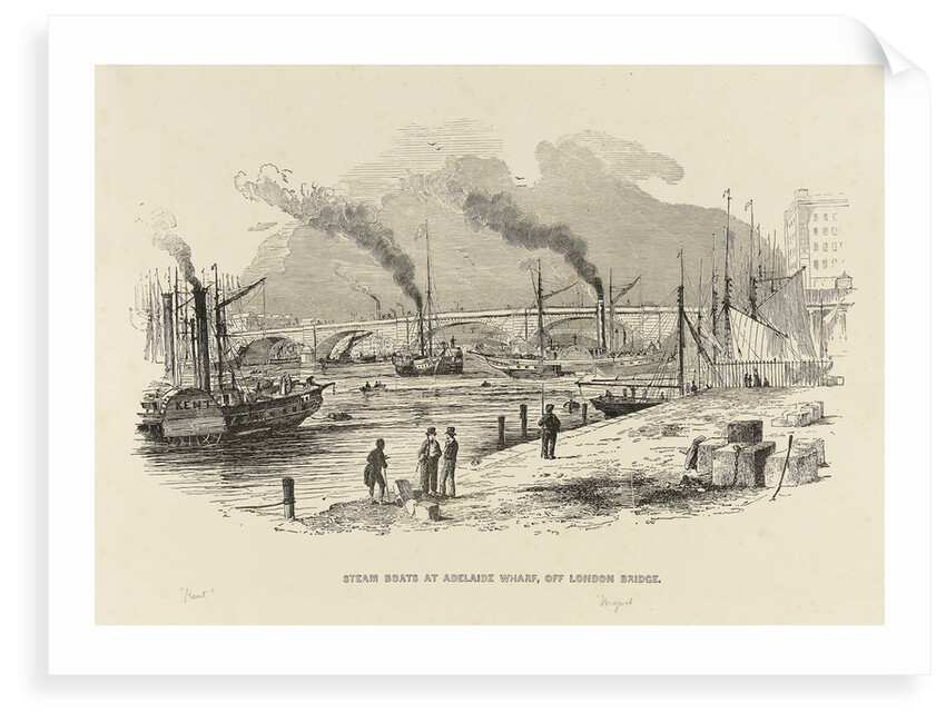 Steam boats at Adelaide Wharf, off London Bridge, including 'Kent' and 'Magnet' by unknown