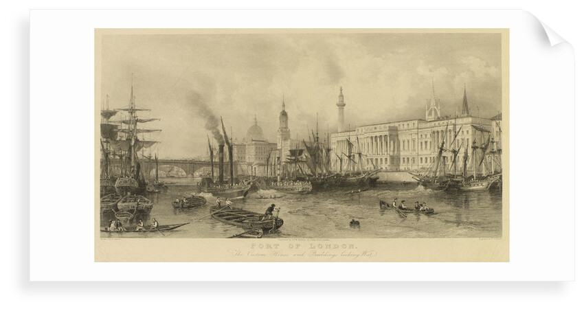 Port of London. The Custom House and buildings looking west by Thomas Allom