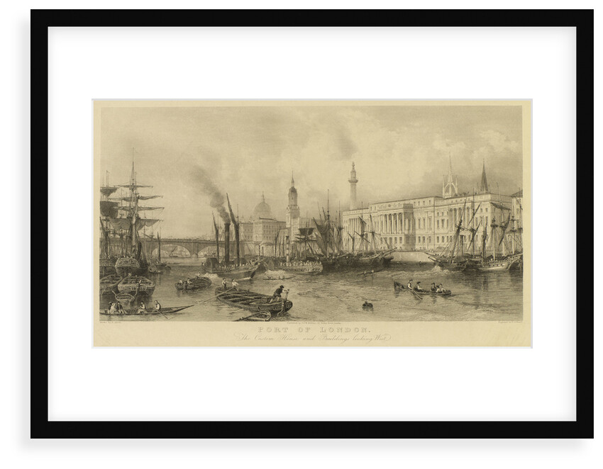 Port of London. The Custom House and buildings looking west by Thomas Allom
