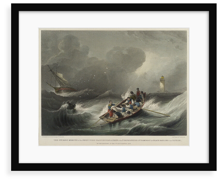 The heroic rescue of the surviving passengers and crew of the Forfarshire steamboat by Grace Darling & her father on the morning of the 7 September 1838 by John Wilson Carmichael