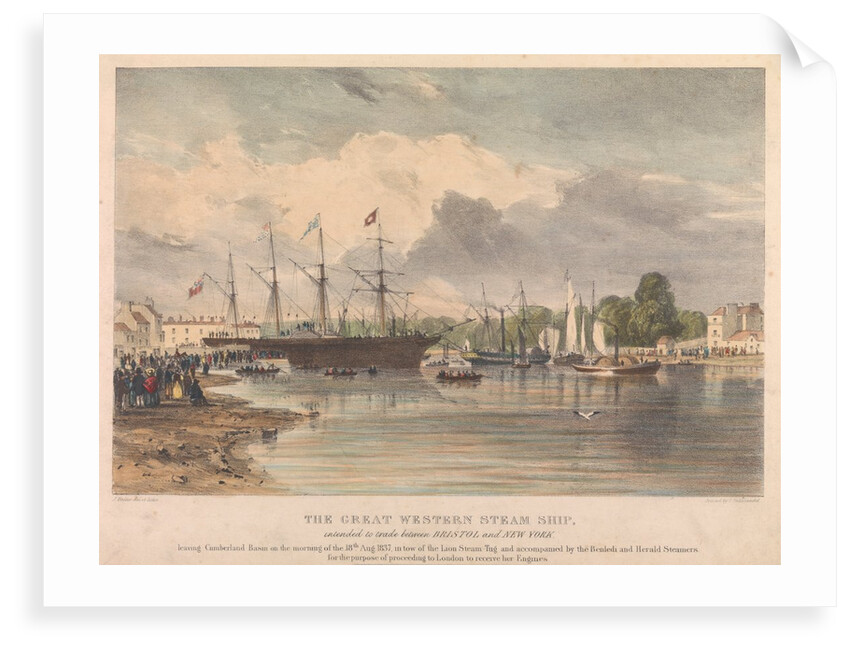 The 'Great Western' Steam Ship, intended to trade between Bristol and New York, leaving Cumberland Basin on the morning of the 18th Aug 1837 by J. Walter; C. Hullmandel